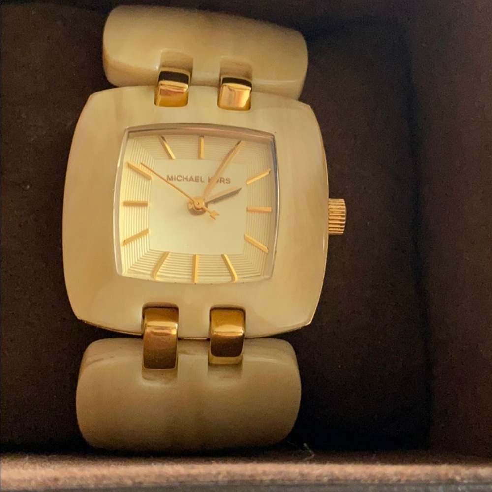 Gold tone and shell ‘Michael Kors’ bracelet watch
